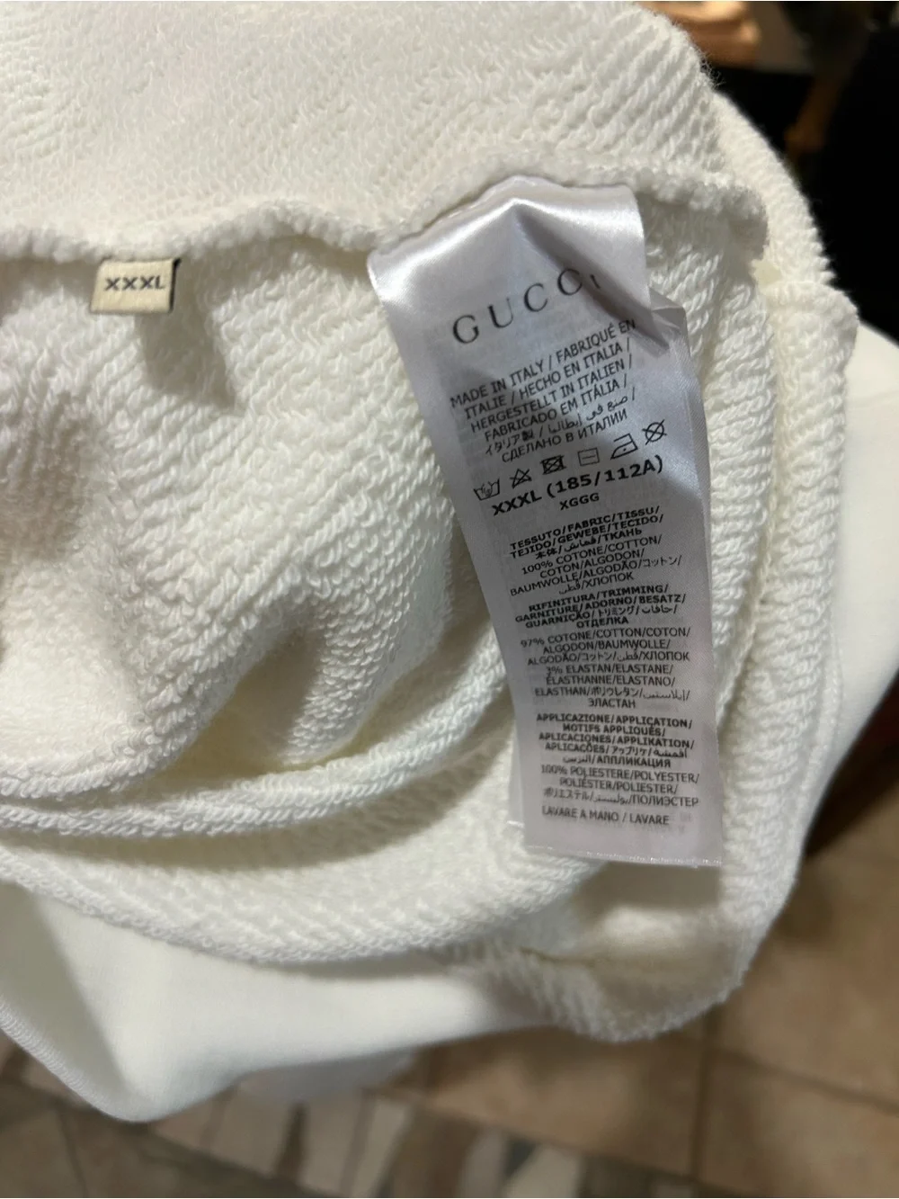 Men's Gucci embroidered interlocking G logo hoodie size XXXL made in Italy